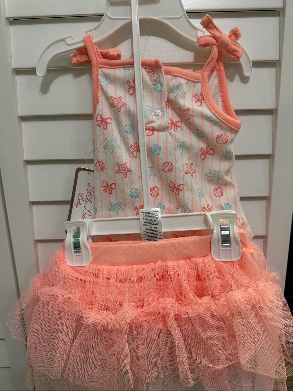 Little Lass Coral and White Seashell Tutu One-Piece with Sunglasses - Picture 2 of 2